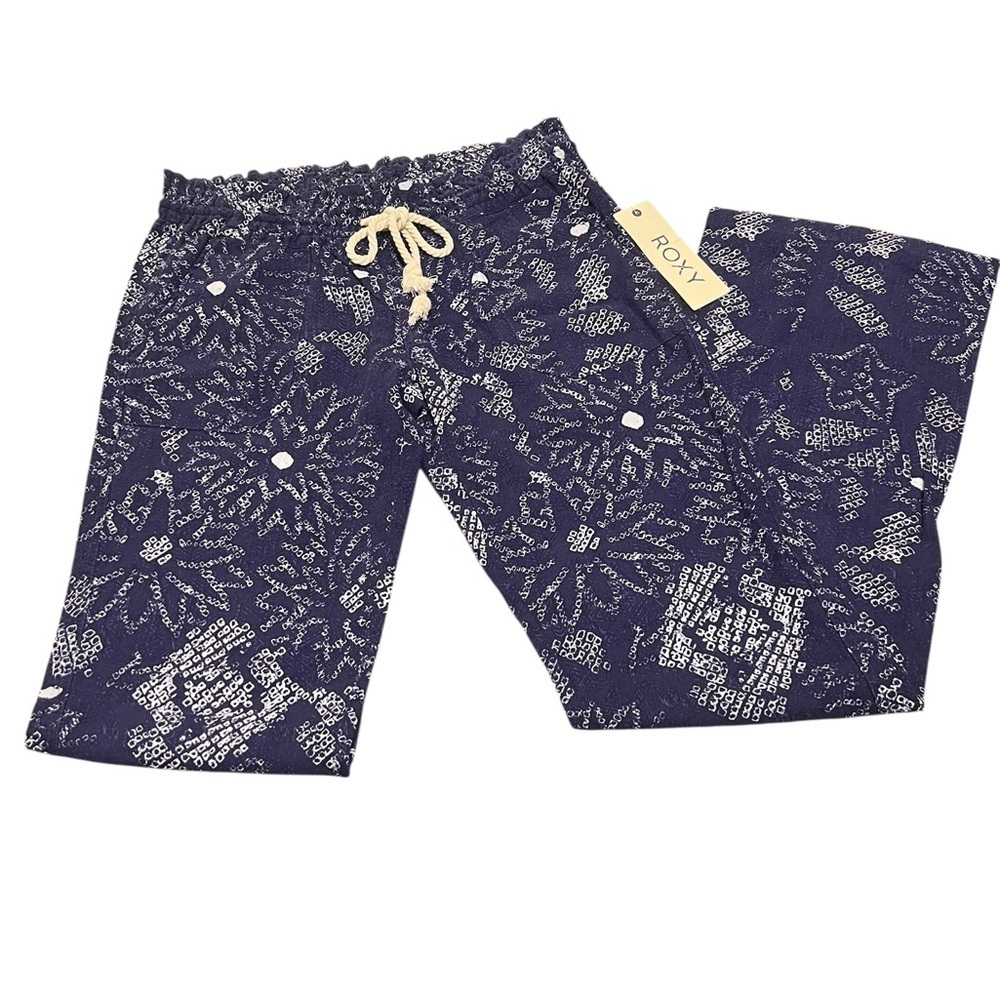 Roxy NWT Y2K astral aura batik print Oceanside linen blend pull on pants - Picture 6 of 16